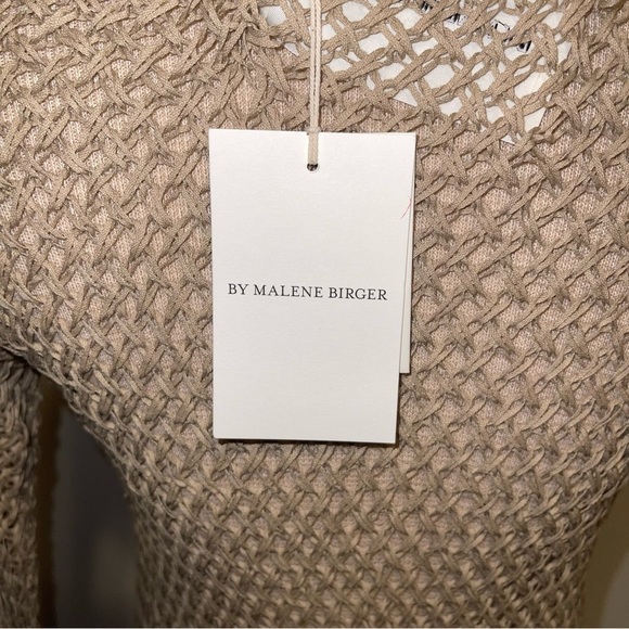 NWT By Malene Birger Woman Evine Beige Linen Cotton Blend Mesh Maxi Dress - Picture 8 of 10